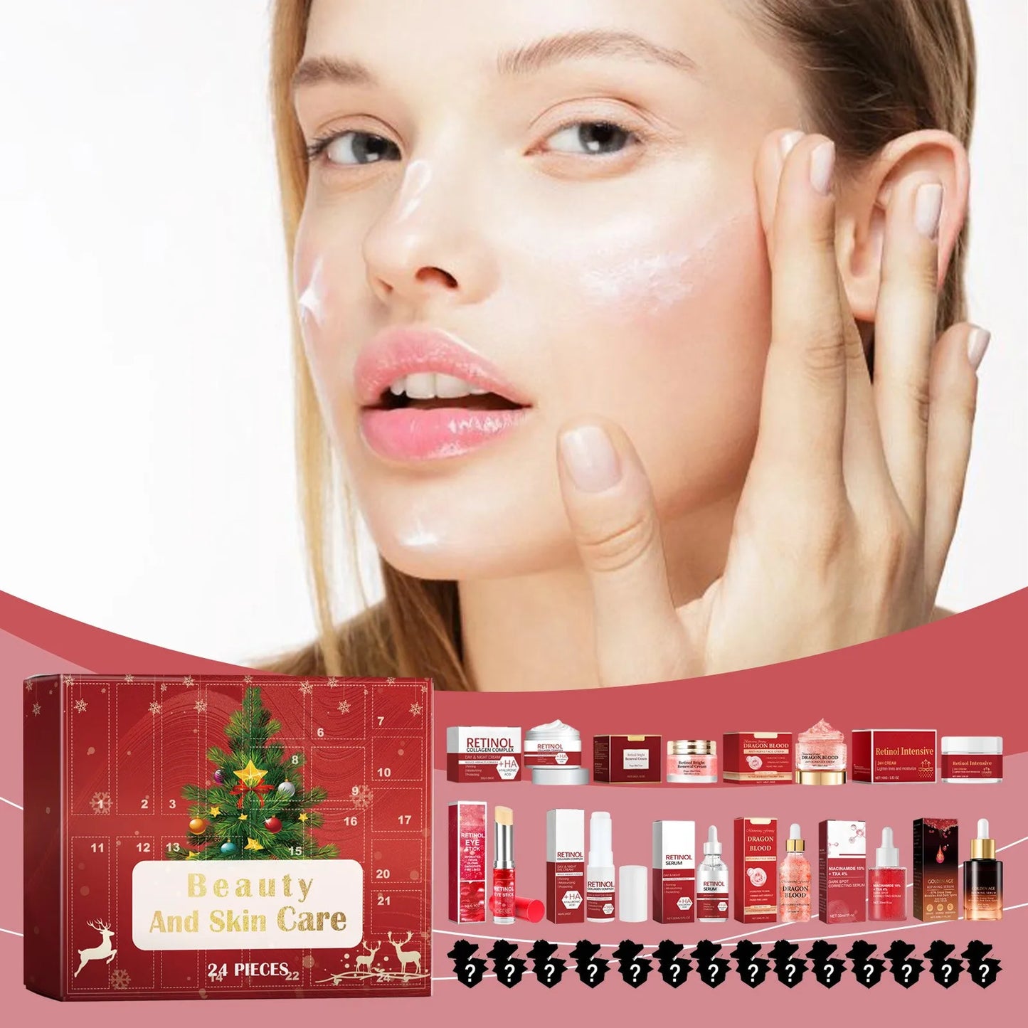 Girls Makeup Advent Calendar Surprise Blind Box 24pcs Skin Care Products Gift Box Christmas Countdown Calendar Beauty Care Set