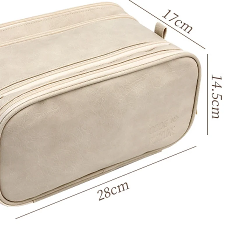 High appearance double zipper make-up bag large-capacity portable travel senior impression make-up brush wash-and-wash bag