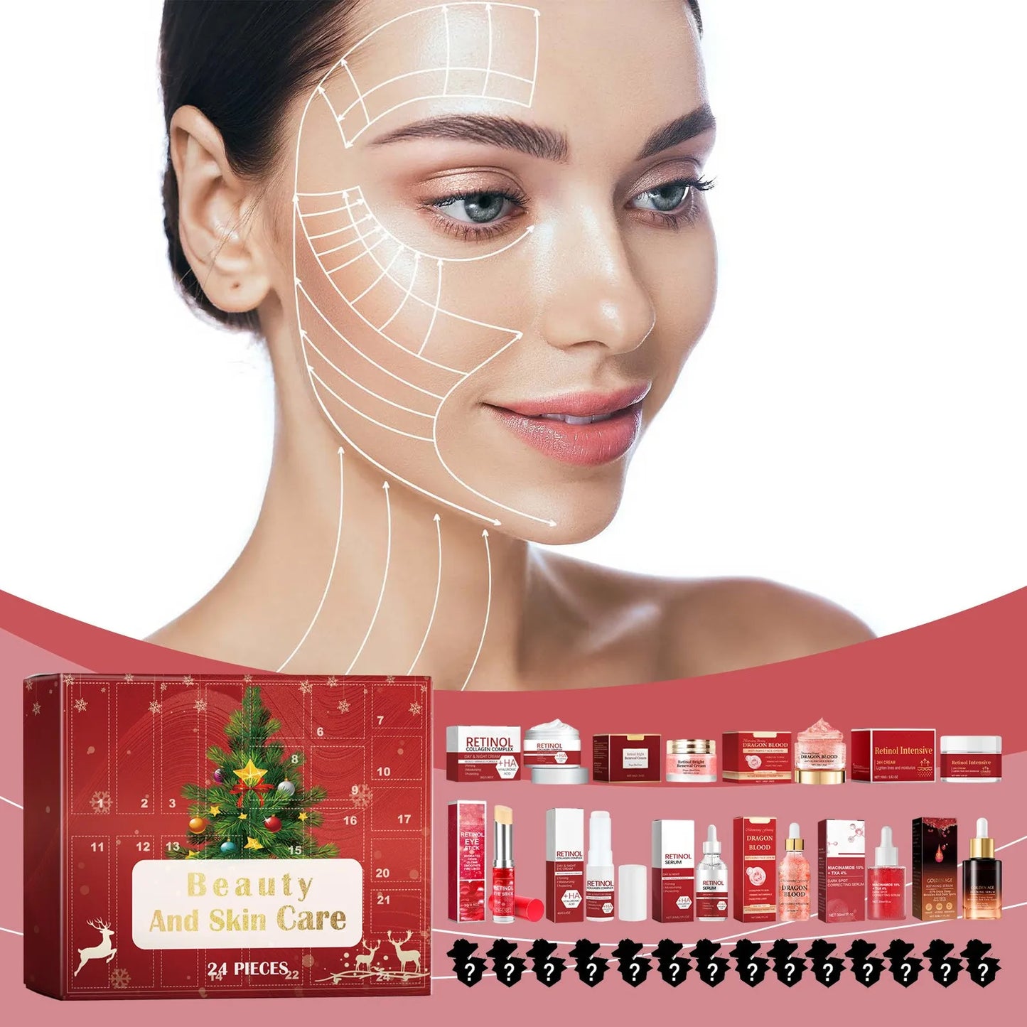 Girls Makeup Advent Calendar Surprise Blind Box 24pcs Skin Care Products Gift Box Christmas Countdown Calendar Beauty Care Set