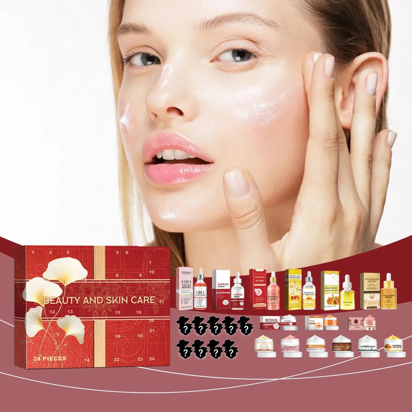 Girls Makeup Advent Calendar Surprise Blind Box 24pcs Skin Care Products Gift Box Christmas Countdown Calendar Beauty Care Set